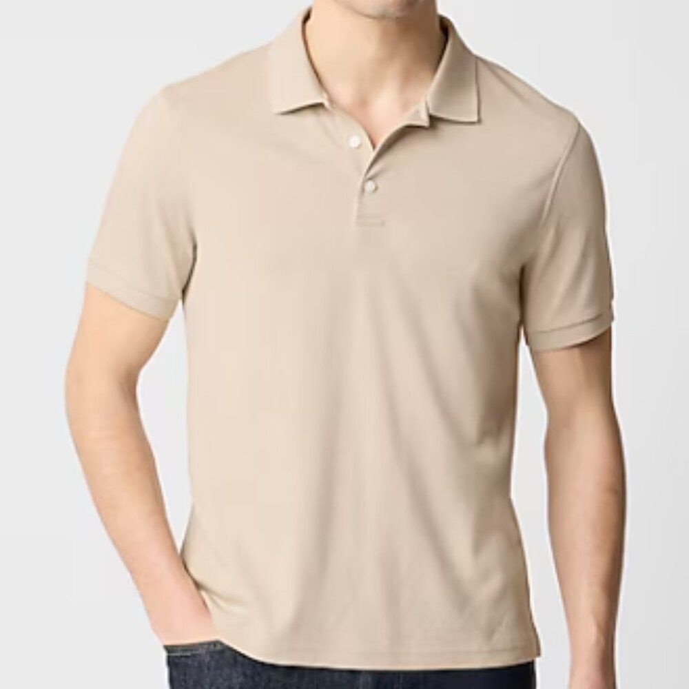 J Crew Men's Soft Touch Polo Shirt Cotton Classic Beige - Picture 1 of 8